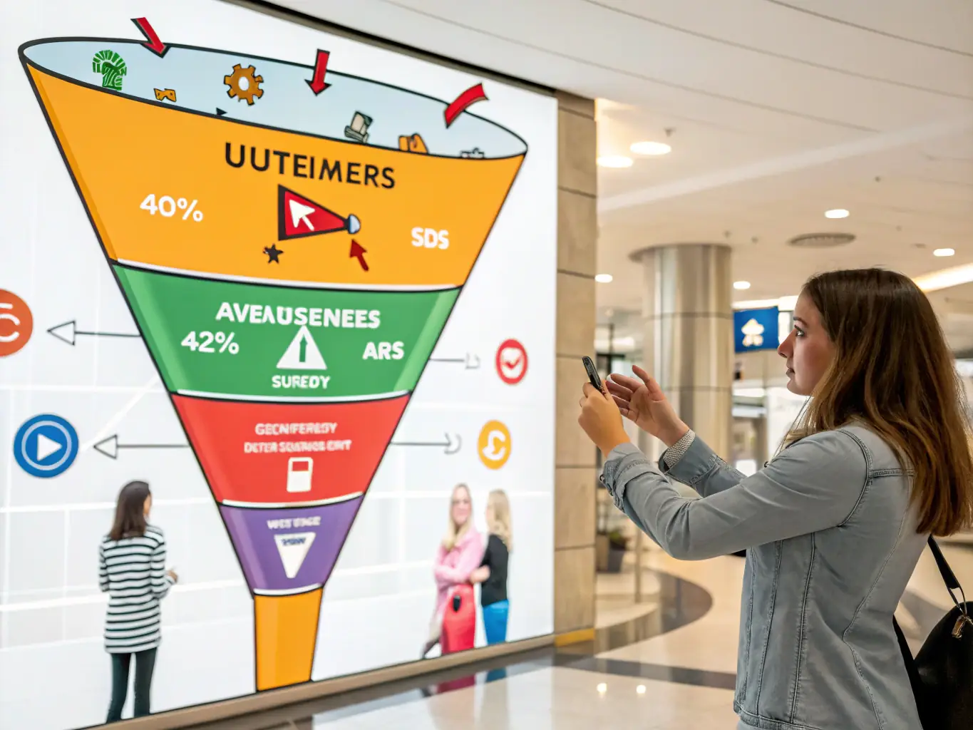 An image depicting a well-designed sales funnel, illustrating the customer journey from awareness to conversion.